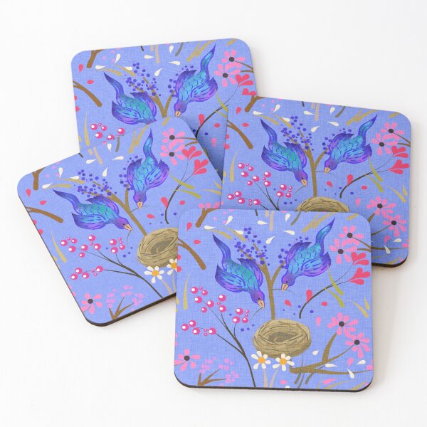 Item preview, Bluebirds Building A Nest Floral Pattern | Cherie's Art(c)2022 designed and sold by CheriesArt.