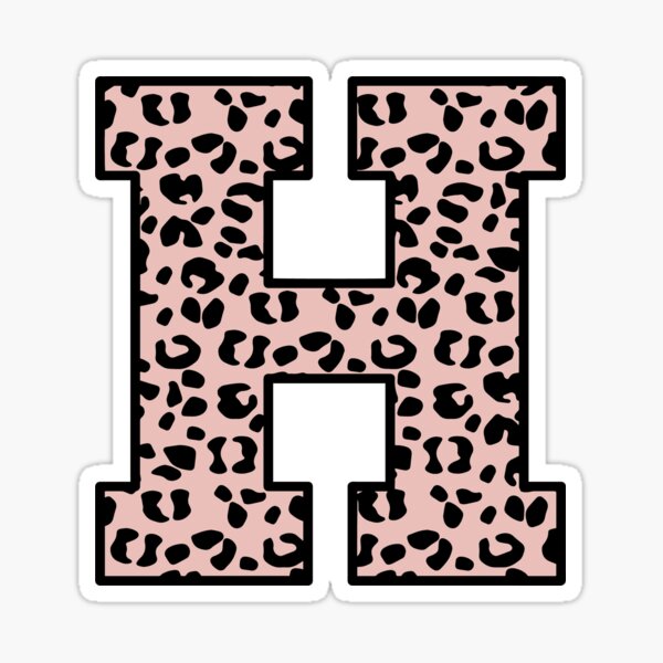 Leopard Monogram H Trendy Pink & Black Sticker