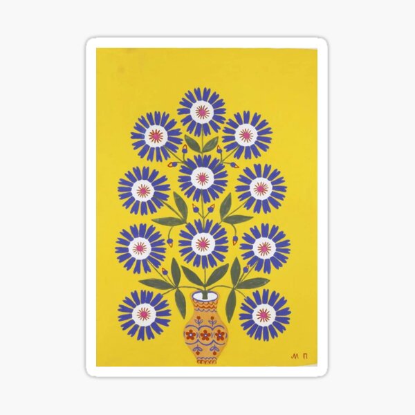 Maria Prymachenko I give blue cornflowers to Ukraine Sticker