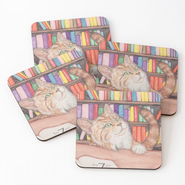 Item preview, Cat in the Library designed and sold by Kris's Animal Art .