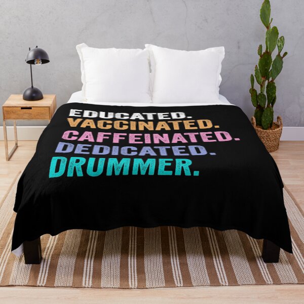 Item preview, Educated Vaccinated Caffeinated Dedicated drummer shirt, Funny drummer Christmas Gift designed and sold by xlnv.