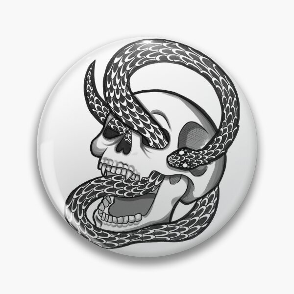 Artikelvorschau, Schlange und Schädel entworfen und verkauft von Little Crows Trinkets.