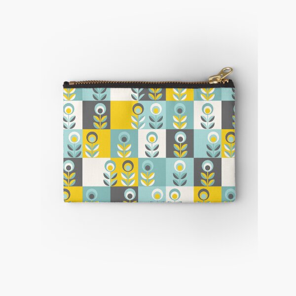 Item preview, Scandinavian flowers 02, yellow-gray-teal, retro pattern designed and sold by Slanapotam.