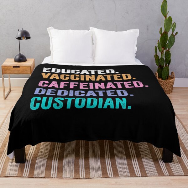 Item preview, Educated Vaccinated Caffeinated Dedicated custodian shirt, Funny custodian Christmas Gift designed and sold by xlnv.