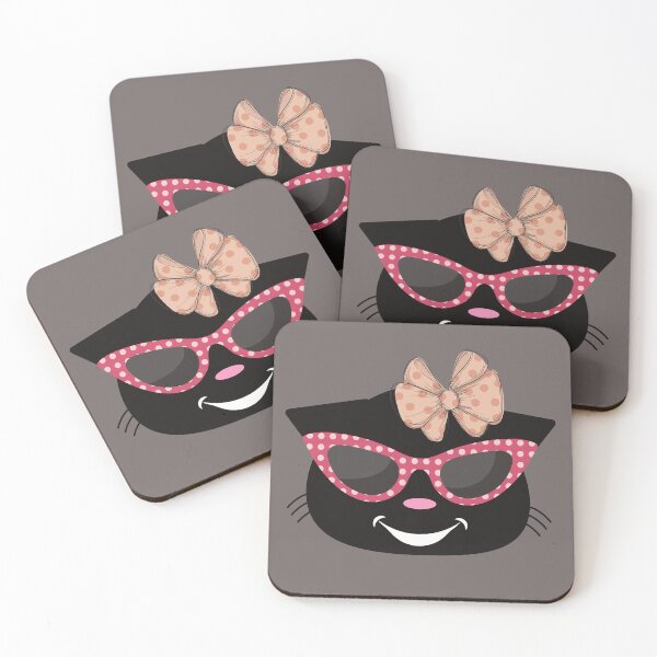 Item preview, Face of cute cat with glasses and bow. Stylish cat, vintage cat. designed and sold by EMIPRINCESS.