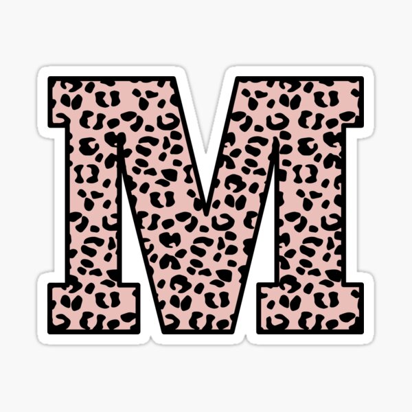 Leopard Monogram M Trendy Pink & Black Sticker