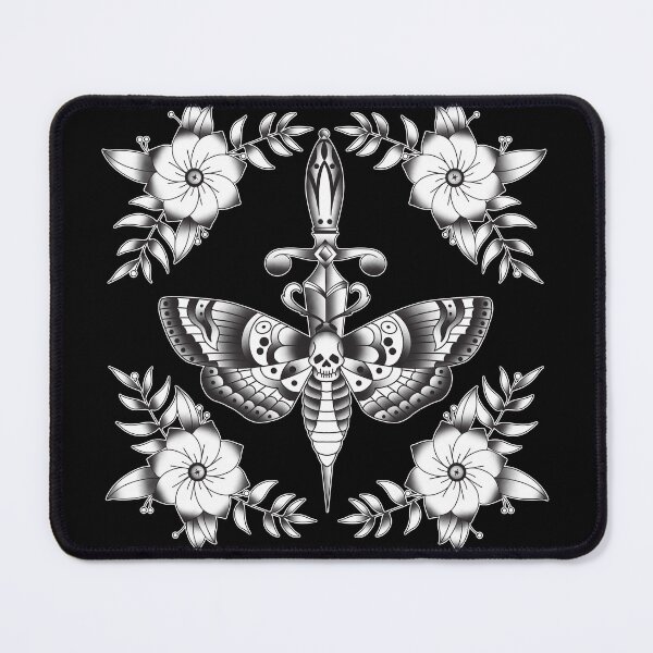 Item preview, moth and dagger old school on black designed and sold by Arty and Awkward.