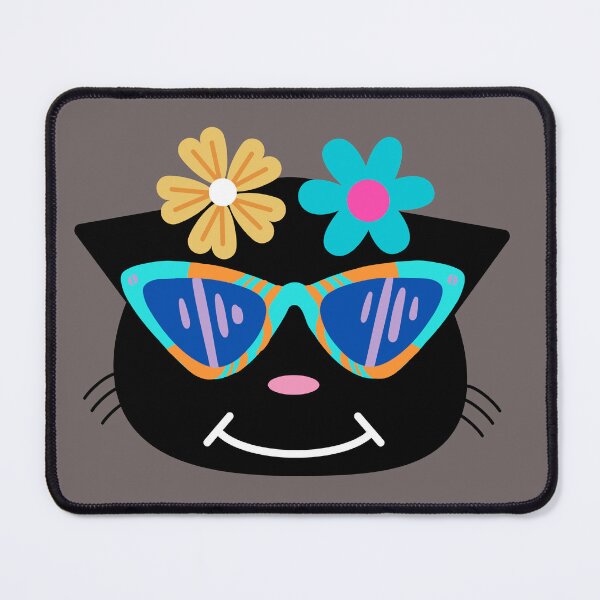 Item preview, Face of cute cat with glasses and flowers. vintage cat designed and sold by EMIPRINCESS.