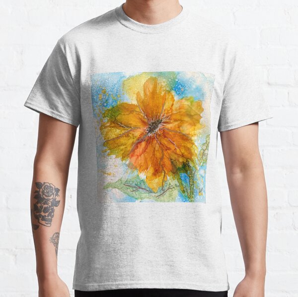 Golden Light - Beautiful Abstract Yellow Floral painted in Alcohol Inks Classic T-Shirt