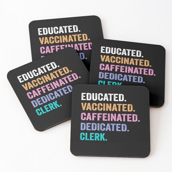 Item preview, Educated Vaccinated Caffeinated Dedicated clerk shirt, Funny clerk Christmas Gift designed and sold by xlnv.