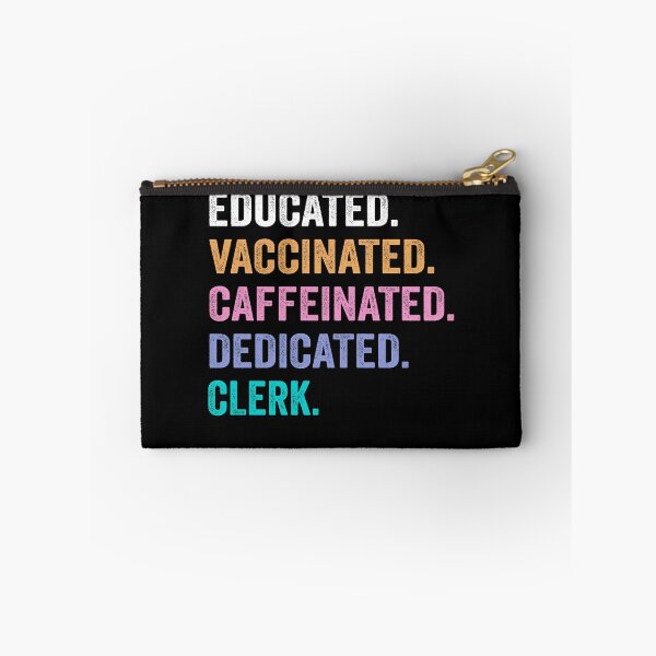 Item preview, Educated Vaccinated Caffeinated Dedicated clerk shirt, Funny clerk Christmas Gift designed and sold by xlnv.