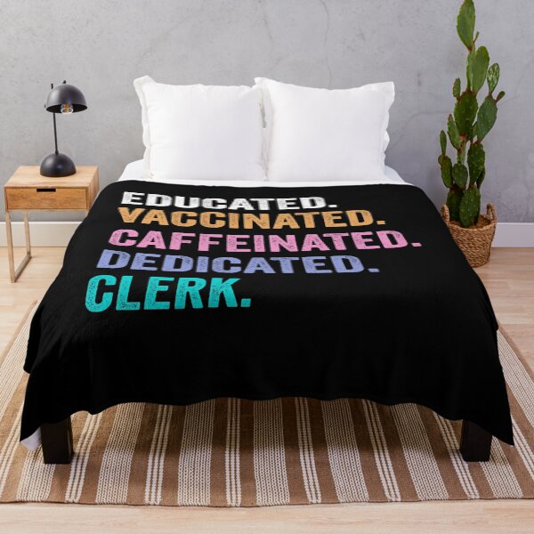 Item preview, Educated Vaccinated Caffeinated Dedicated clerk shirt, Funny clerk Christmas Gift designed and sold by xlnv.