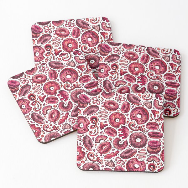 Item preview, Red doughnut pattern designed and sold by DoodlesnPoodles.