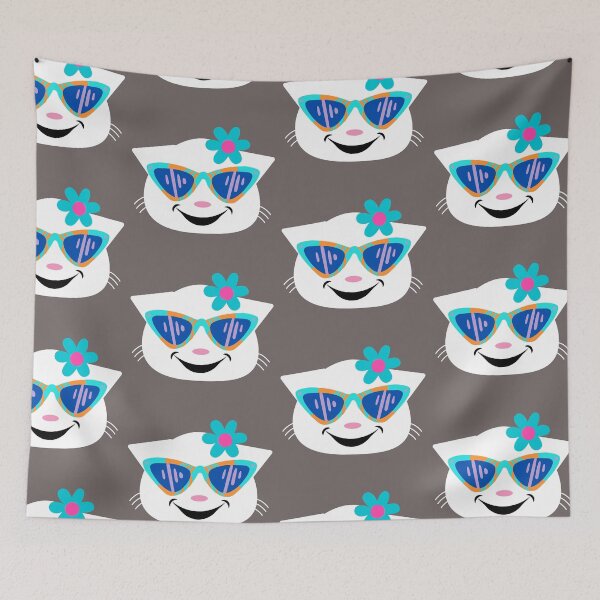 Item preview, Naughty kitty face with glasses and flowers. Sweet kitty in vintage style. designed and sold by EMIPRINCESS.