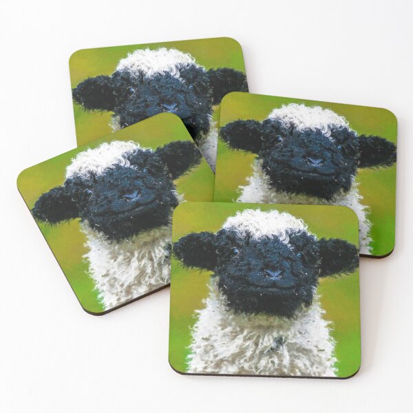 Item preview, Swiss Valais Blacknose Sheep, Black Faced Sheep, Cute Baby Farm Animal, Walliser Schwarznasenschaf, Cute Fluffy Sheep designed and sold by Paintcorner.