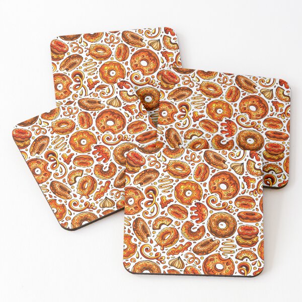 Item preview, Orange doughnut pattern designed and sold by DoodlesnPoodles.