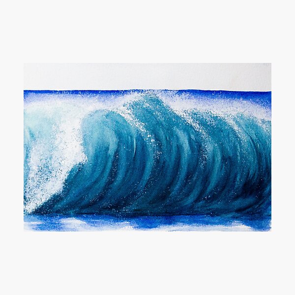 Blue wave in watercolour Photographic Print