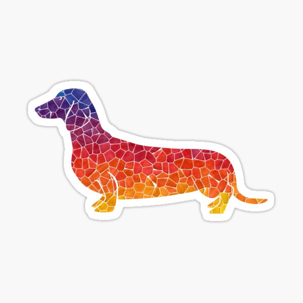 Dachshund Rainbow Wiener Rainbow Mosaic Art Color Painting Gift, LGBTQ Pride card, Rainbow flag colors, sausage dog card, wiener dog, dachshund illustration Sticker