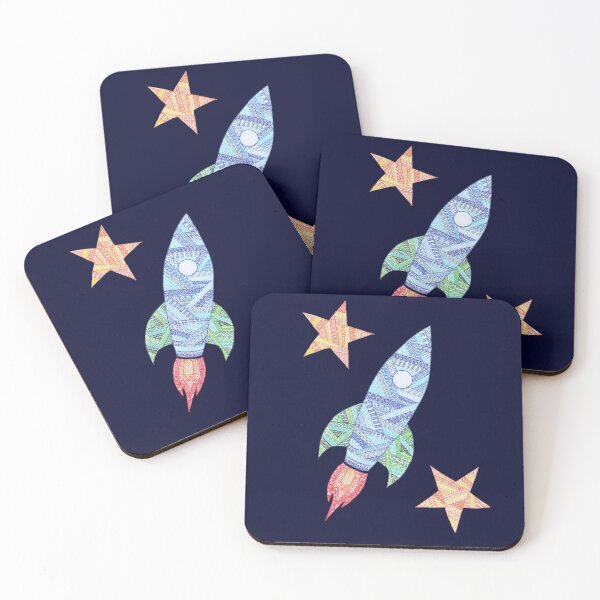 Item preview, Blue Doodle Pattern Rocket designed and sold by SilverBirch14.