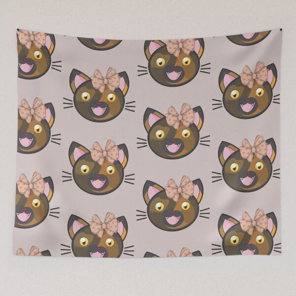 Item preview, Beautiful black and brown spots cat with bow for lovers of cats with spots. Sweet feline, sweet vintage kitty. designed and sold by EMIPRINCESS.