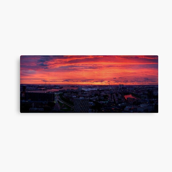 Sunset on River Nieuwe Maas, Rotterdam, (from Euromast) Canvas Print