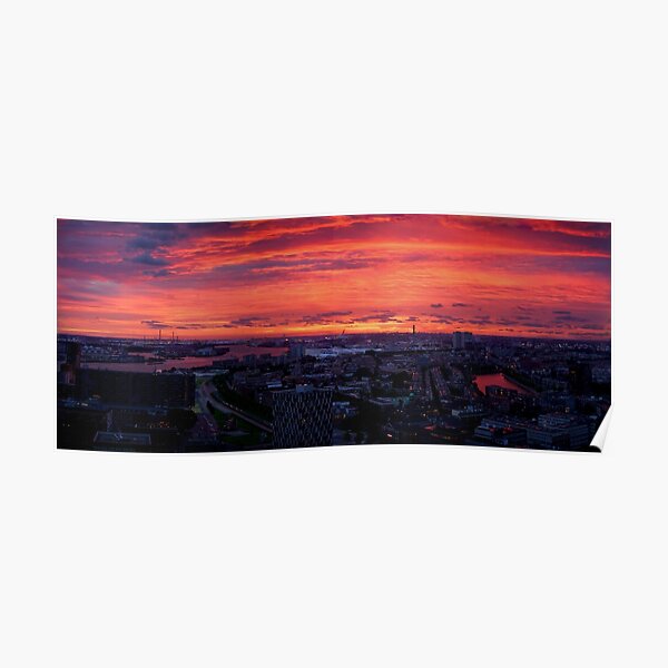 Sunset on River Nieuwe Maas, Rotterdam, (from Euromast) Poster