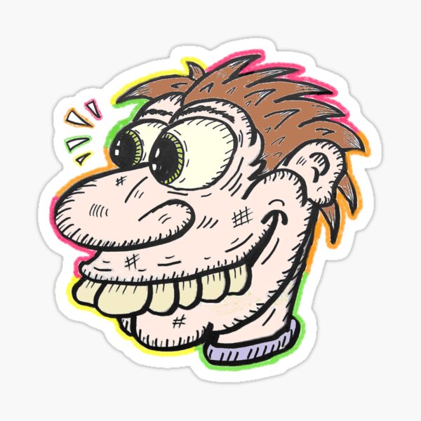 "Bug Eyed and OverBite" Sticker by Riccivela Redbubble