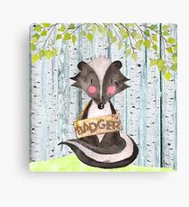 Badger- Woodland Friends- Watercolor Illustration Canvas Print