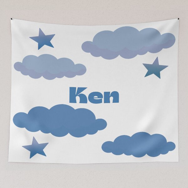 Item preview, Ken Blue Clouds Stars Transparent Name Design designed and sold by debmund.