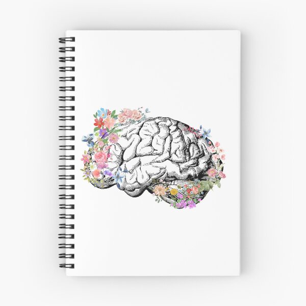 Item preview, floral brain design in black designed and sold by Holly-berry-art.