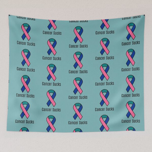 Item preview, Thyroid Cancer Sucks Pink Teal Blue Awareness Ribbon designed and sold by Sugar-Magnolia.