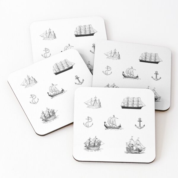 Item preview, Line Art Black and White Sea and Ocean Sail Boats, Ships Collection designed and sold by silviaol.