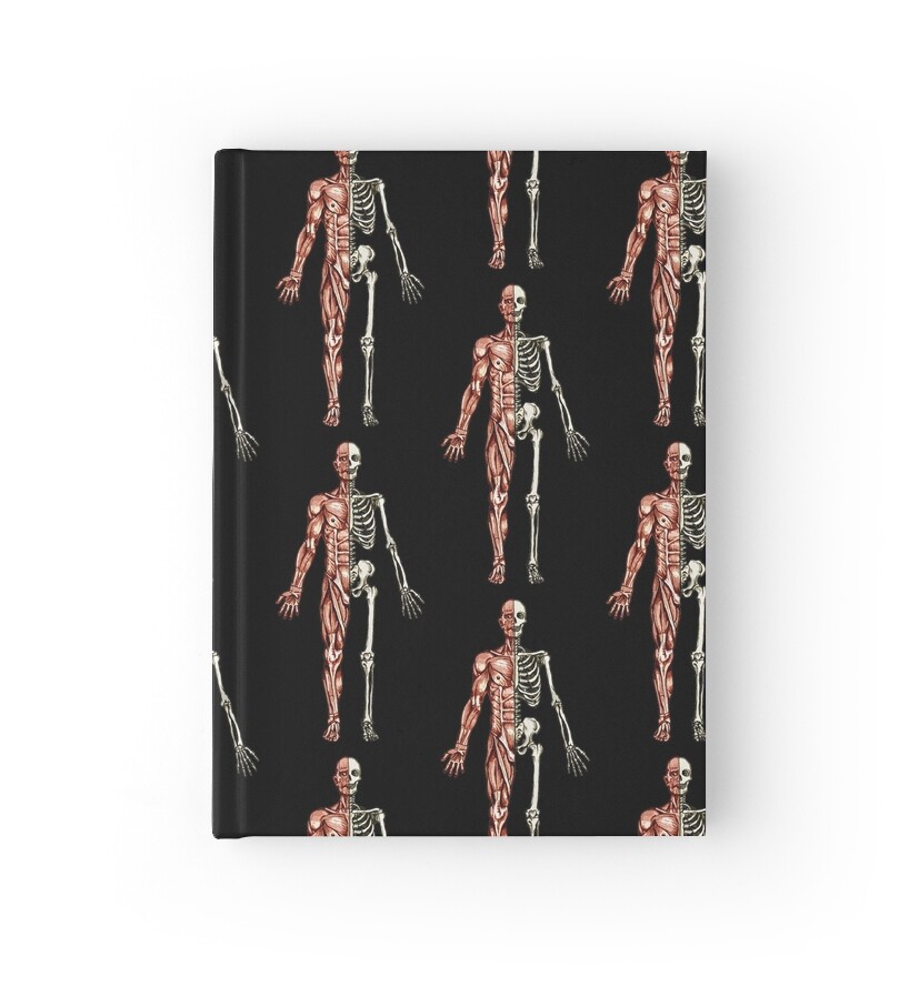"Half Muscle Half Skeleton" Hardcover Journals by MVanHyll Redbubble