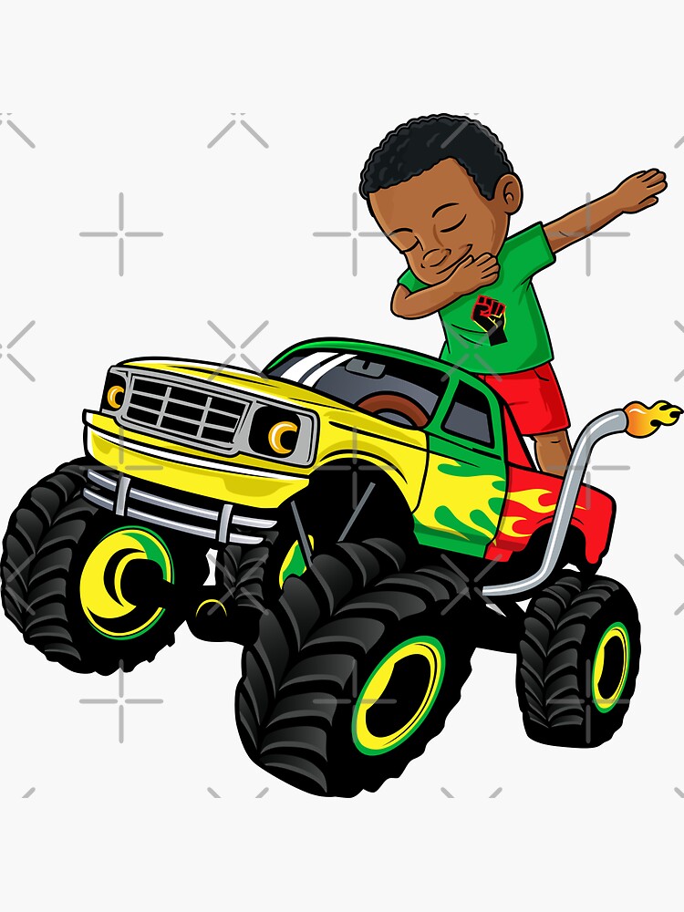 Black Cartoon Monster Truck Sticker