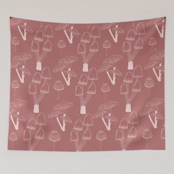 Item preview, Pink different mushrooms shapes pattern designed and sold by Thegentleshop.
