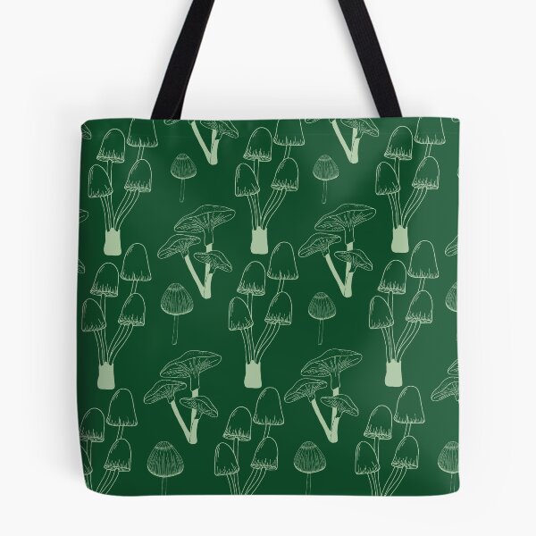 Item preview, Green different mushrooms shapes pattern designed and sold by Thegentleshop.