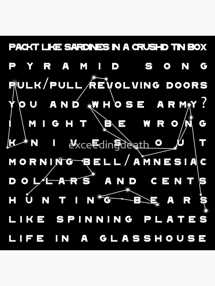 Radiohead Amnesiac Tracklist Tote Bag By Exceedingdeath Redbubble