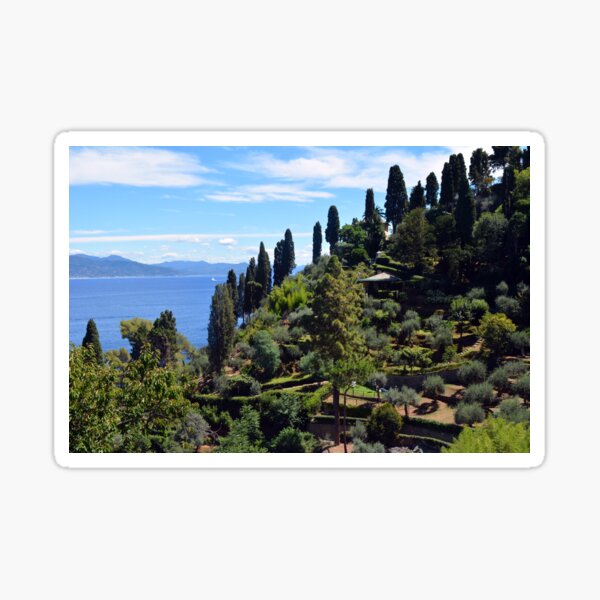 Landscape with vegetation and the blue sea. Ligure national park in Portofino, Italy. Sticker