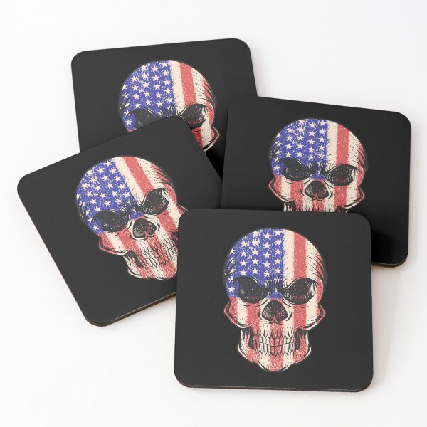Item preview, Retro Skull American Flag Tee designed and sold by Peter Stawicki.