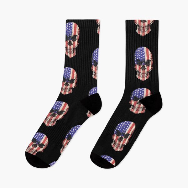Item preview, Retro Skull American Flag Tee designed and sold by Peter Stawicki.