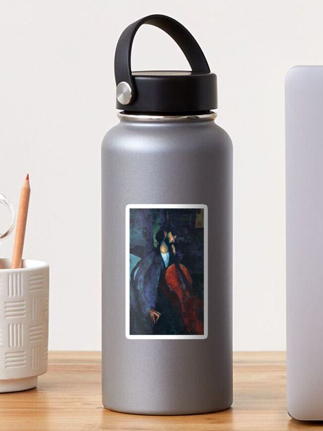 Thumbnail 1 of 3, Sticker, 'The Cellist' by Modigliani (Reprint) designed and sold by RozAbellera.