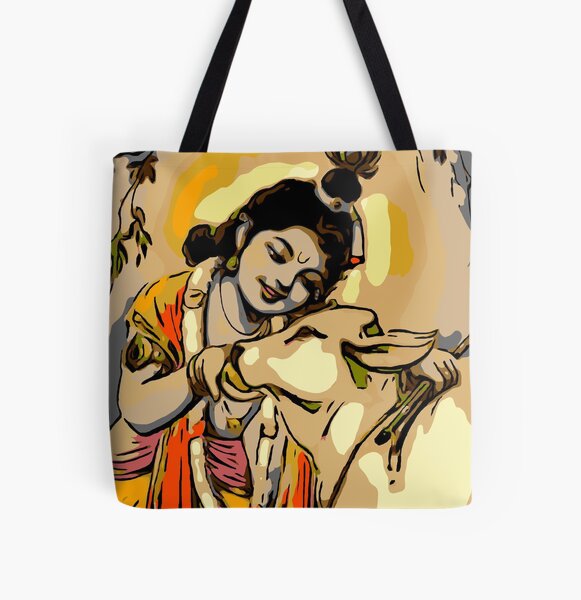Rust-Orange Pure Leather Big Shoulder Radha Krishna Bag from Shantiniketan  Kolkata, Hand-Carved and Hand-Painted with Non-Toxic Vegetable Dyes |  Exotic India Art
