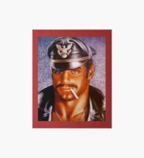 Leather Man with cigarette Art Board Print