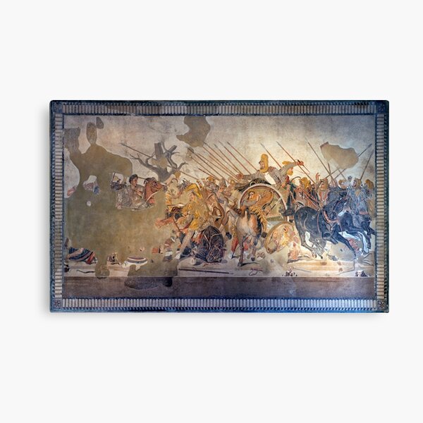 EPIC BATTLE OF ALEXANDER THE GREAT VS DARIUS PAINTING WAR ART REAL CANVAS  PRINT