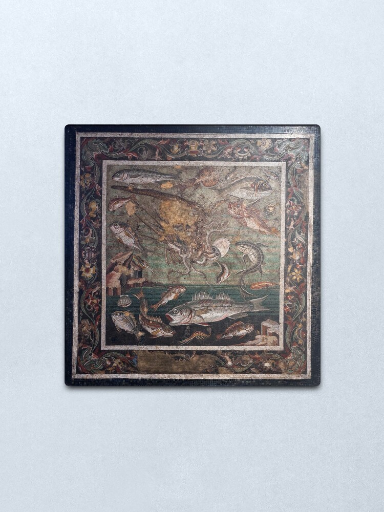 Alternate view of Marine Scene with Fish mosaic Metal Print