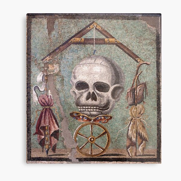 Memento Mori mosaic from Pompeii Metal Print