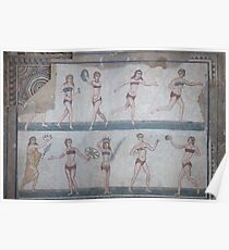 Bikini Girls Mosaic - Villa Romana del Casale Poster
