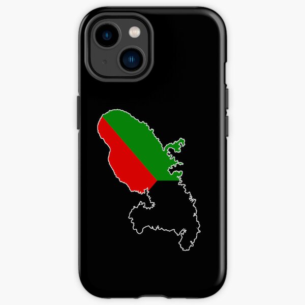 Carte de la Martinique couleur rouge vert noir Coque antichoc iPhone