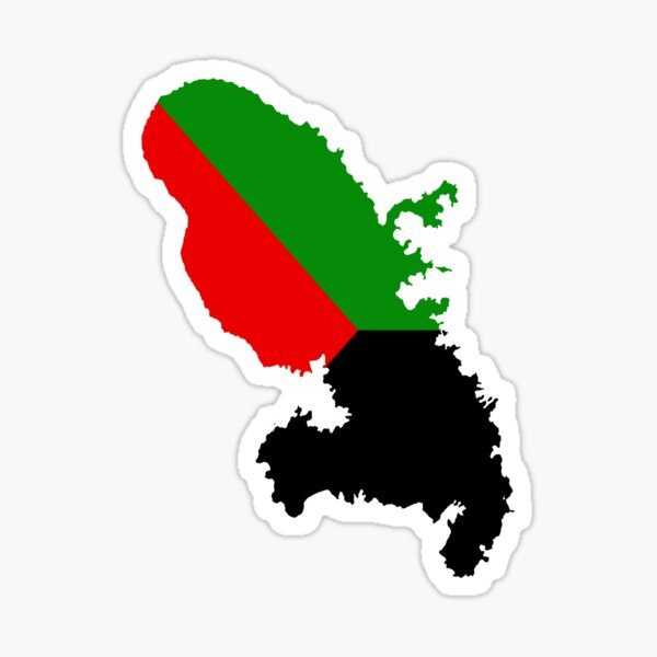 Aperçu de l'œuvre Carte de la Martinique couleur rouge vert noir créée et vendue par West indian touch.