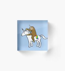 Slothicorn Riding Unicorn Acrylic Block